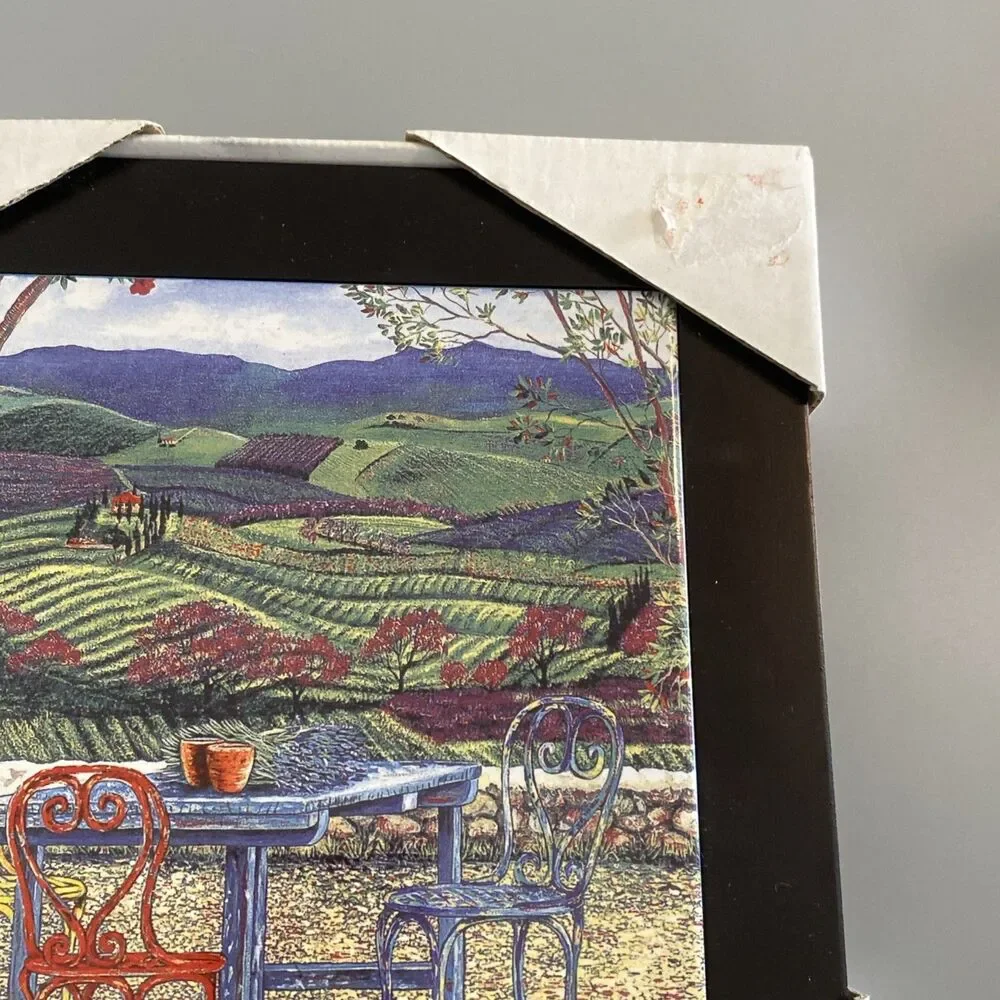 Sarina Framed Wall Art 8x8 Tuscan Italian Countryside Vineyard Bistro Chairs